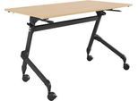 Schäfer Shop Select Klapptisch mit Rollen, Rechteck, Vierkantrohr, B 1200 x T 600 x H 720 mm, Ahorn/schwarz