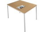 Schäfer Shop Pure Stahlrohrtisch, Rechteck, Quadratrohrfuß, B 1200 x T 800 x H 720 mm, Buche/weißaluminium