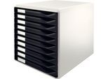 LEITZ® Schubladenbox, 10 Schübe, DIN A4, Polystyrol, lichtgrau/schwarz