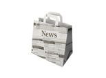Tragetaschen Papstar Newsprint, bis 5 kg, mit Tragegriff, L 250 x B 260 x H 170 mm, Kraftpapier, grau-schwarz, 50 Stück