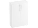 Schrank TARA, 3 Ordnerhöhen, B 800 x T 330 x H 1144 mm, Flügeltüren, 2 Fachböden, stapelbar, weiß