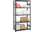 Steckregal ORDO Business, Grundregal, modular, 5 Fachböden, Fachlast 185 kg, Feldlast 1000 kg, B 1360 x T 835 x H 2500 mm, Stahl, schwarz