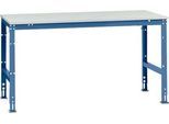 Manuflex Arbeitstisch UNIVERSAL Standard, 1750 x 1000 mm, Melamin lichtgrau, brillantblau