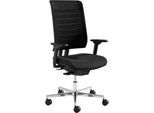 Schäfer Shop Genius Bürostuhl SSI PROLINE PREMIUM S2, teilautomatische Synchronmechanik, mit Armlehnen, Netz-Rückenlehne, schwarz/alusilber