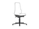 Arbeitsstuhl bimos NEON, Permanentkontakt, Grundmodell ohne Polsterelement, mit Gleitern, Flexband grau
