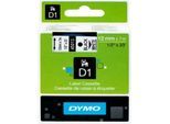 DYMO® Schriftbandkassette D1 45013, 12 mm breit, weiß/schwarz