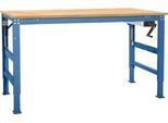 Arbeitstisch Ergo K, m. Kurbel, 2000 x 800 mm, Tischplatte Multiplex, brillantblau