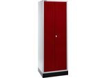 Schäfer Shop Select Materialspind, 1800 x 630 x 500 mm, Drehriegelverschluss, lichtgrau/rubinrot