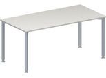 Schäfer Shop Genius Konferenztisch, Rechteck, 4-Fuß Rundrohr, B 1600 x T 800 x H 720-840 mm, lichtgrau/weißaluminium RAL 9006