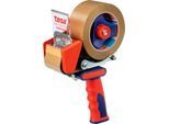 tesa® Packband-Abroller 6500 low-noise, Metall, Softgriff, einziehbare Klinge, bis 50 mm Rollenbreite, max. Ø 125 mm