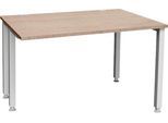 Schäfer Shop Genius Schreibtisch MODENA FLEX, 4-Fuß-Quadratrohr, verkürzte Seitenteile, B 800 mm, ahorn