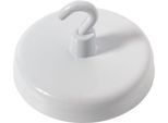 Kraftmagnet mit Haken, Ø 47 mm, Haftkraft ca. 18 kg, weiß, 5 Stück