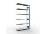 SCHULTE Lagertechnik Fachbodenregal - Stecksystem MULTIplus 250, Anbauregal, Längenriegel, 2500x1300x400 mm, 6 Böden, enzianblau/verzinkt