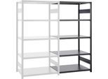 Steckregal ORDO Business, Anbauregal, modular, 5 Fachböden, Fachlast 130 kg, Feldlast 1000 kg, B 760 x T 835 x H 2500 mm, Stahl, schwarz