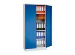 Stahlschrank, 4 Fachböden, 5 OH, H 1950 x B 920 x T 500 mm, lichtgrau/enzianblau