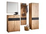 Carryhome Garderobe Pete, Anthrazit, Eiche Artisan, Holzwerkstoff, 4-teilig, 180x198x38 cm, FSC Mix, Garderobe, Garderoben-Sets & Serien, Garderoben-Sets