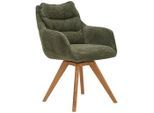 Linea Natura Armlehnstuhl, Grün, Eiche, Holz, Textil, Eiche, vollmassiv, eckig, konisch, 59x86x69.5 cm, Sitzfläche 180° drehbar, automatische Rückholfunktion, Stoffauswahl, Typenauswahl, Gestellauswahl, Esszimmer, Stühle, Esszimmerstühle, Armlehnenstühle