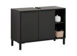 Waschbeckenunterschrank Inova, Anthrazit, Schwarz, Kunststoff, 1 Fächer, 80x49.3x33 cm, Made in Germany, stehend, Badezimmer, Badezimmerschränke, Waschbeckenunterschränke