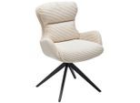Mid.you Armlehnstuhl Cord, Beige, Metall, Textil, Drehkreuz, 58x88x68 cm, Sitzfläche 360° drehbar, Esszimmer, Stühle, Esszimmerstühle, Armlehnenstühle
