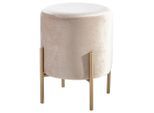 Ambia Home Hocker, Gold, Beige, Metall, Textil, rund, 35x42x35 cm, Wohnzimmer, Hocker, Sitzhocker