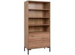 Mid.you Regal Korsika, Eiche Artisan, Metall, 3 Fächer, 2 Schublade(n) Schubladen, 77.5x165x40 cm, Wohnzimmer, Regale, Bücherregale