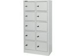 Schäfer Shop Select Wertfachschrank, 10 Fächer, Türen mit Zylinderschlössern inkl. Schlüsseln & Hauptschlüssel, B 390 x T 200 x H 780 mm, Stahlblech, lichtgrau RAL 7035
