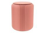 Paperflow faltbarer Sitzhocker, Wabenkarton, Sitzkissen aus Kunstleder, Ø 300 mm x H 420 mm, bis 300 kg, rosé
