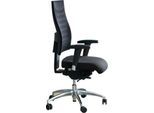 Schäfer Shop Select Bürostuhl SSI PROLINE S3+, mit Armlehnen, 3D-Synchronmechanik, Flachsitz, 3D-Netz-Rückenlehne, schwarz/alusilber