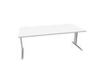 Schäfer Shop Pure Schreibtisch PLANOVA BASIC, Rechteck, C-Fuß, B 2000 x T 1000 x H 717 mm, weiß/weißaluminium + Kabelkanal