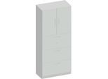 Schäfer Shop Genius Kombischrank TETRIS SOLID, 6 OH, B 800 mm, oben Flügeltüren, unten HR-Auszüge, silber/weißalu
