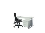 Schäfer Shop Pure Planova Basic Schreibtisch und Rollcontainer 1233, lichtgrau/weißalu