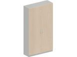 Schäfer Shop Genius Garderobenschrank TETRIS SOLID, 6 Ordnerhöhen, 1 Fachboden, Kleiderstange, abschließbar, B 1200 x T 412 x H 2143 mm, weißalu/Ahorn