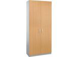 Schäfer Shop Genius Flügeltürenschrank TETRIS SOLID, Stahlkorpus, 6 OH, B 1000 mm, abschließbar, Buche-Dekor/weißalu
