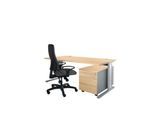 Schäfer Shop Pure Planova Basic Schreibtisch und Rollcontainer 1233, Ahorn-Dekor/weißalu