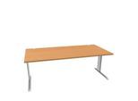 Schäfer Shop Pure Schreibtisch PLANOVA BASIC, Rechteck, C-Fuß, B 2000 x T 1000 x H 717 mm, Buche/weißaluminium + Kabelkanal