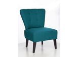 meet by Paperflow Lounge Sessel BRIGHTON Stoffbezug, Vintage-Steppung, Massivholzbeine Buche schwarz lackiert, blau