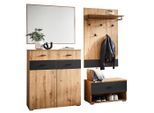 Carryhome Garderobe Pete, Eiche Artisan, Anthrazit, Holzwerkstoff, 4-teilig, 165x198x38 cm, FSC Mix, Garderobe, Garderoben-Set & Garderoben-Serien, Garderoben-Sets