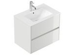 Badmöbel Limes & Waschtisch 70cm 2 Greifraum SoftClose Auszüge weiß Hg