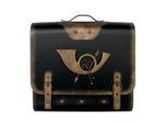 HMF 511Briefkasten Alter Schulranzen mit Posthorn PH3, 40 x 40 x 9 cm, Gold