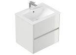 Badmöbel Limes & Waschtisch 60cm 2 Greifraum SoftClose Auszüge weiß Hgl