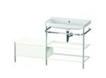 Duravit Happy D.2 Plus Möbelwaschtisch-Kombination HP4847N3636 140 x 49 cm, ohne Hahnloch, weiß seidenmatt, mit Metallkonsole