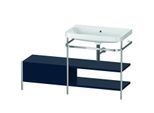 Duravit Happy D.2 Plus Möbelwaschtisch-Kombination HP4847N9898 140 x 49 cm, ohne Hahnloch, nachtblau seidenmatt, mit Metallkonsole