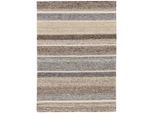 Wollteppich THEKO "Ehrwald TK-155", beige, B:90cm H:12mm L:160cm, Schurwolle, Teppiche, Wendeteppich, besonders flach, reine Wolle, handgewebt, gestreift