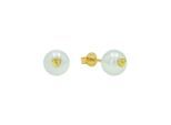 Paar Ohrstecker AMOR "Herzen", gelbgoldfarben, weiß, Ohrringe, Damen, 7mm, Perlen Silber 925 (Sterlingsilber), Perlen, Silber 925 (Sterlingsilber), mit Muschelkernperle