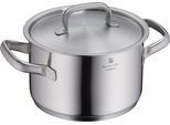 Kochtopf WMF "Gourmet Plus", edelstahl, B:22cm H:18cm L:30,4cm Ø:20cm, Töpfe, Kochtopf, wärmeduzierende Hohlgriffe, Innenskalierung, breiter Schüttrand