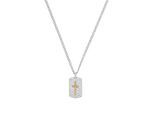 Kette mit Anhänger AMOR "Kreuz-Motiv", edelstahlfarben, gelbgoldfarben, Halsketten, Herren, Edelstahl, L: 55 B: 3mm, B:3mm