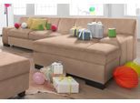 DOMO collection Ecksofa "Norma, elegant & modern, mit flachen Armlehnen, Breite 268cm, L-Form" wahlweise mit Bettfunktion
