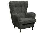 Carryhome Ohrensessel, Anthrazit, Holz, Buche, massiv, 78x102x98 cm, Wohnzimmer, Sessel, Ohrensessel
