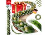 KESSER® Weihnachtsgirlande mit LED – 5 m oder 10 m, 100–200 LEDs, IP44, naturgrün, mit Schnee-Effekt je nach Modell, für Outdoor & Indoor, mit Fernbedienung & Weihnachtsdeko je nach Variante