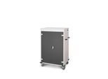 Laptopwagen mit Ladefunktion, 2-Punkt-Verriegelung, CH-Stecker, Feststellbremse, 20 Fächer, B 920 x T 500 x H 1250, tiefschwarz